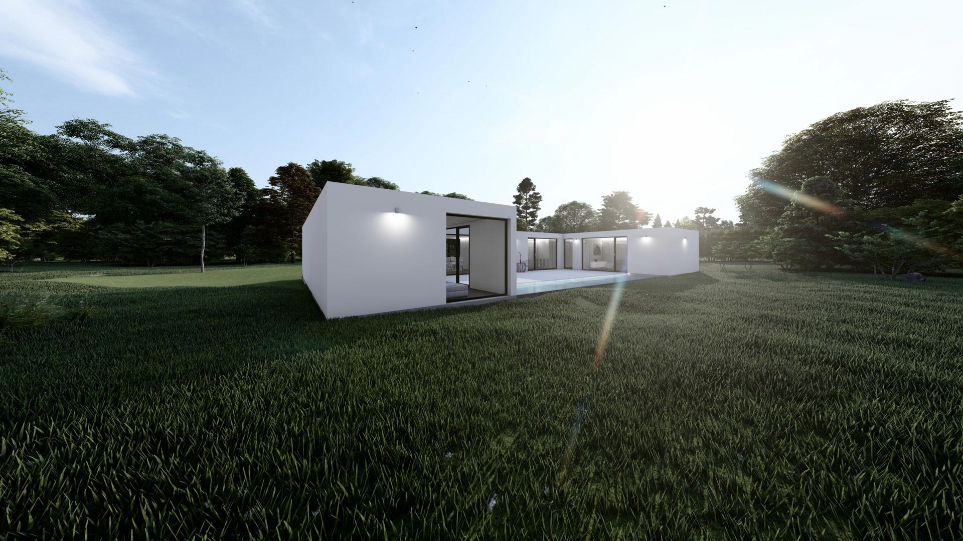 Casa contenedor prefabricada modelo Miño, en U con patio de The Corten Company