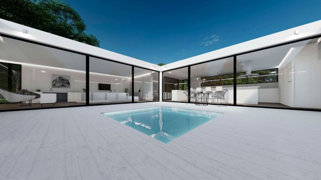 Piscina interior casa modular