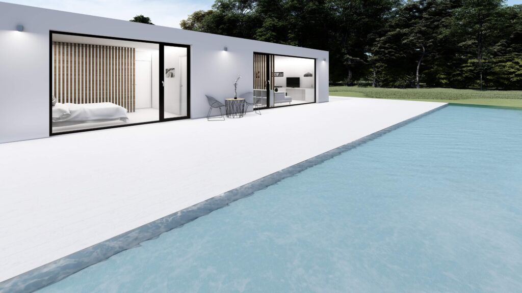 Exterior casa container 120 metros cuadrados con piscina