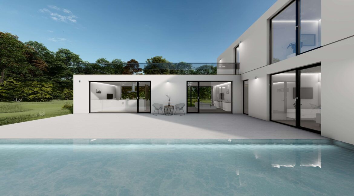 Casa prefabricada con piscina