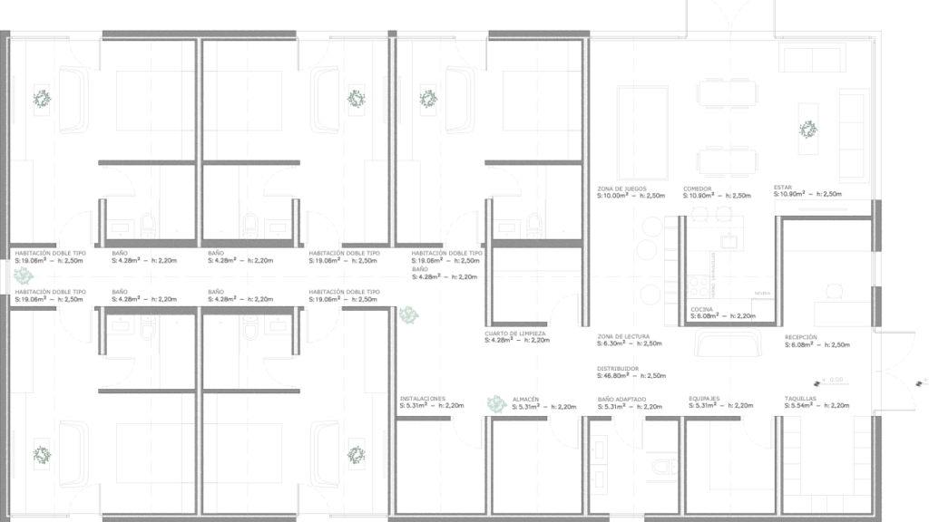 planta baja albergue modular