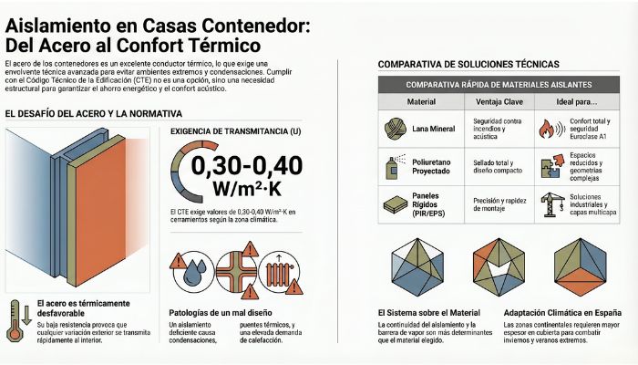 infografia aislamiento termico casas contenedores