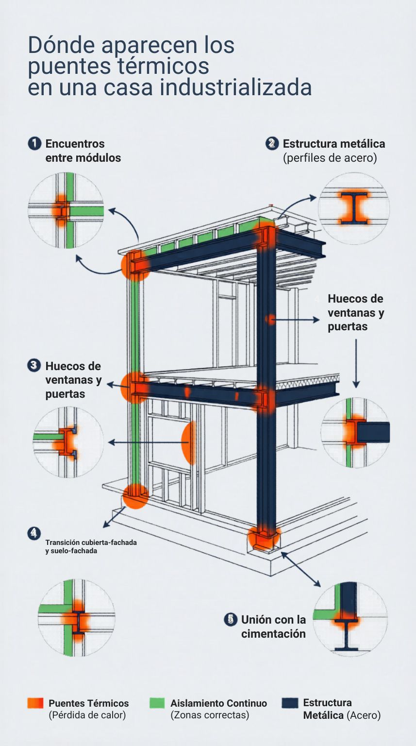 Puentes térmicos en casas industrializadas: qué son, dónde aparecen y cómo se resuelven